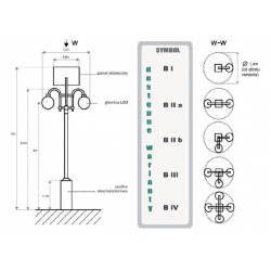 Lampa Solarna Parkowa ECO II 4m akumulator  w słupie